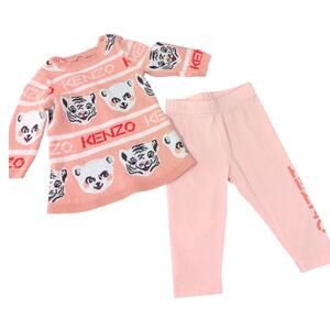 Kenzo Kids Baby 3-month 2Pc Pink Tiger Print Outfit